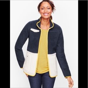 Talbots Sherpa Colorblock Sweater Jacket Size XS